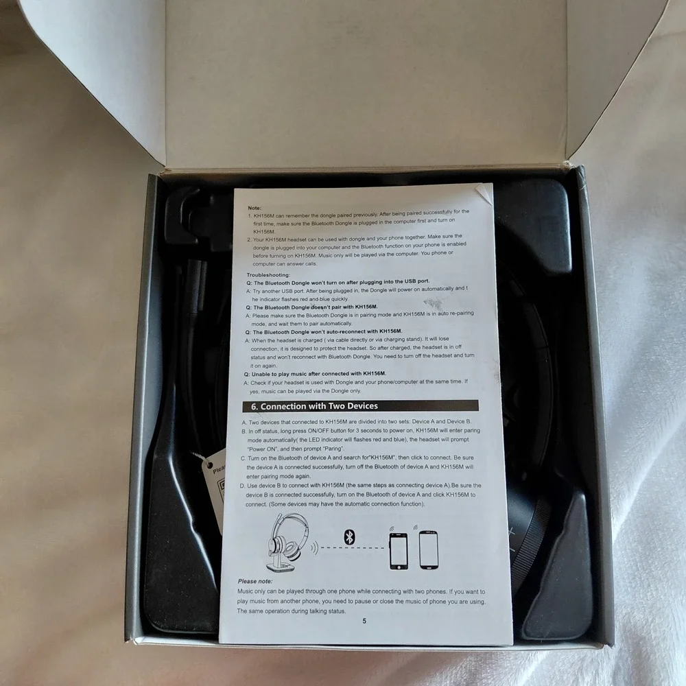 Soothielec Wireless Headset KH156M V5.2 Bluetooth Headset with Noise Canceling